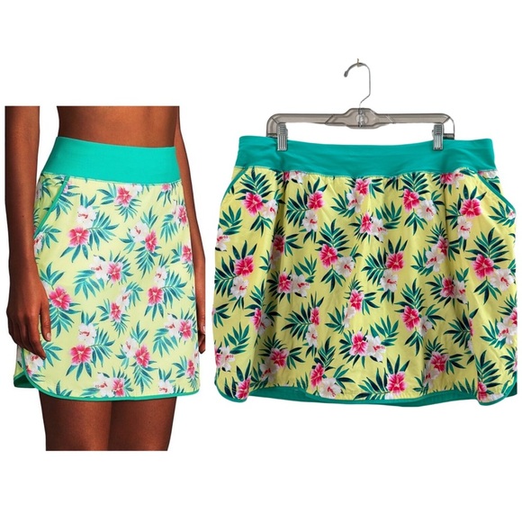 Lands End Tropical Floral Active Board Skort Swim Skirt Coverup Tennis Golf 20W - Picture 1 of 8
